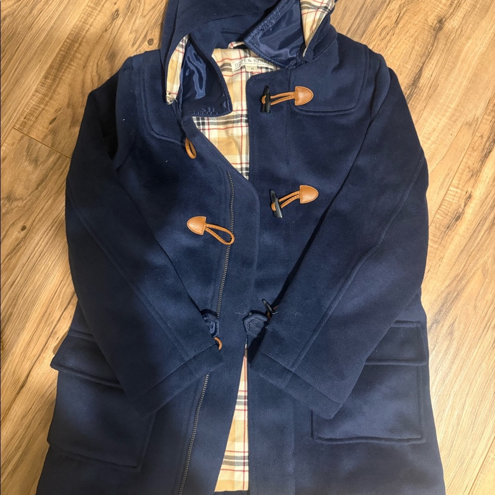 Hope & Henry Kids Hooded Duffle Coat – Navy – Size M